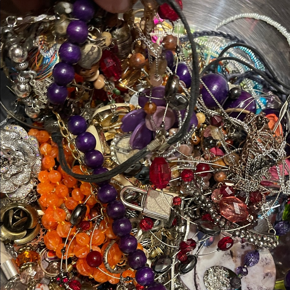 Colorful Jewelry Assortment craft salvage tangled I do not want to sort 2.42#
